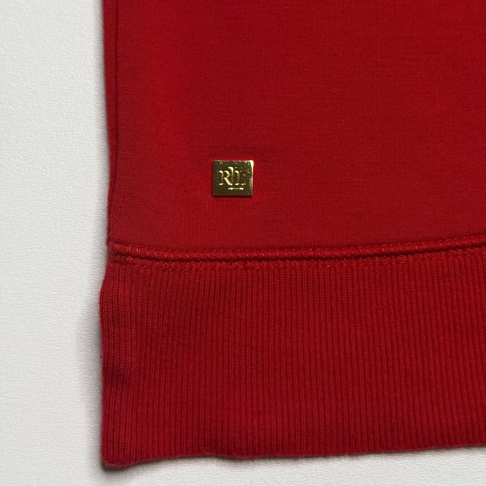 Ralph Lauren Mock Neck Sweatshirt 3/4 Sleeve Drop Shoulder Red Women's Size XL - Picture 7 of 11